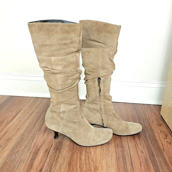 Janet & Janet Italian Suede Slouchy Kitten Heel Boots - Picture 6 of 11